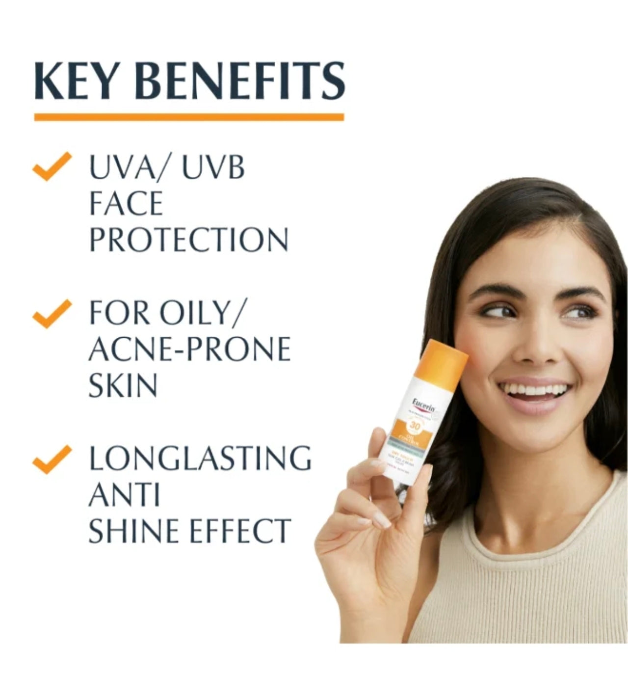 Eucerin Face Sunscreen Oil Control Gel-Cream Dry Touch For Blemish-Prone Skin – 50 ml