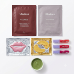 Skin Refresh 9-Piece Pampering Set – Sheet Masks, Collagen Lip & Eye Patches, Lip Gloss