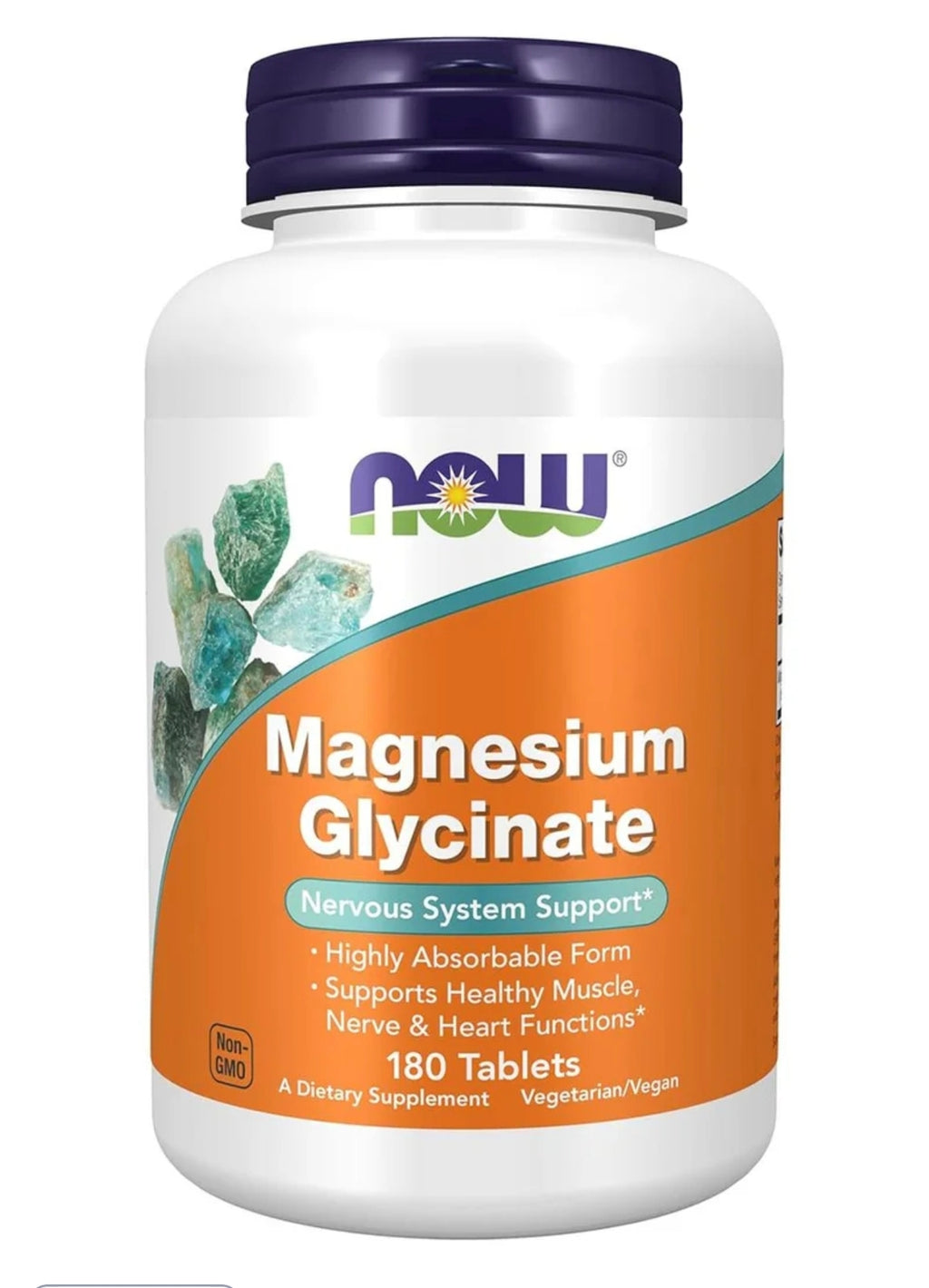 NOW Foods Magnesium Glycinate - 180 Tablets (Nervous System & Muscle Support)
