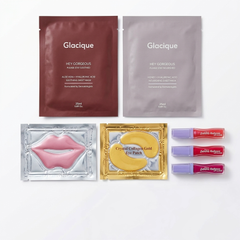 Skin Refresh 9-Piece Pampering Set – Sheet Masks, Collagen Lip & Eye Patches, Lip Gloss