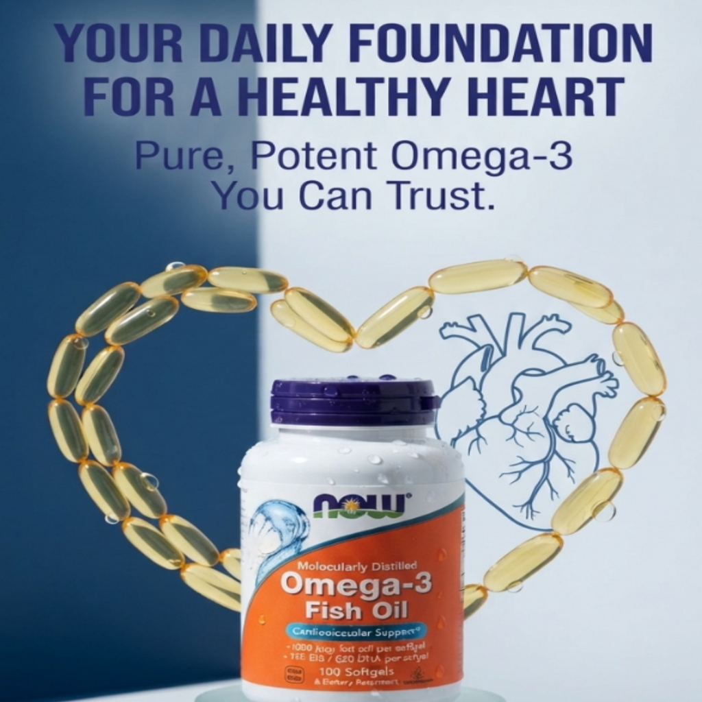 NOW Foods Omega-3 Fish Oil - 100 Softgels (Cardiovascular & Heart Support)